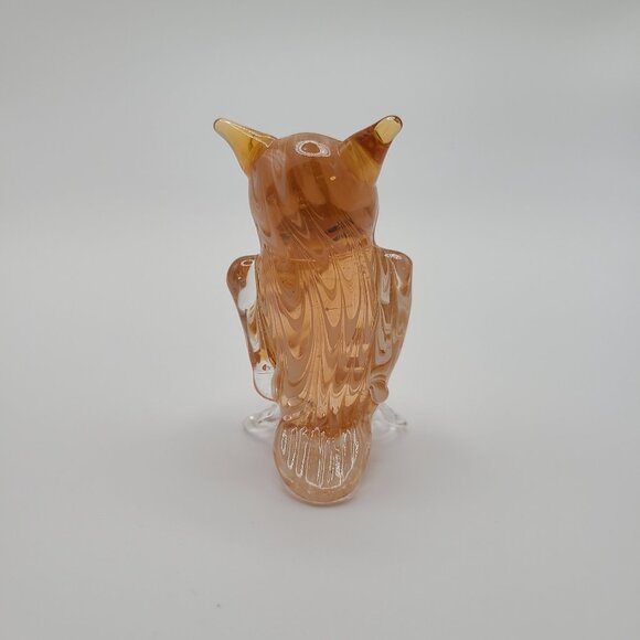 2005 Fitz & Floyd Glass Owl Orange and White 2.5" Tall - Retired - Picture 2 of 6